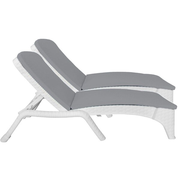 Rainbow Outdoor Roma Set of 2 Chaise Lounger w/cushion-White RBO-ROMA-WHT-2CL-CUSH - main